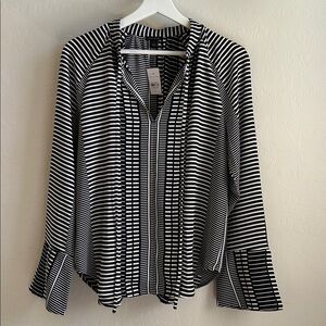 Ann Taylor Black and White Striped Top